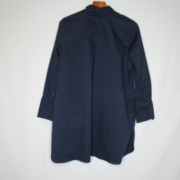 Chico's Blue No Iron Chic Stretch Hidden Button Shirt Dress Women's 2 = 12 L - Picture 8 of 9